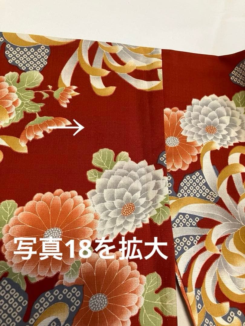 撫松庵　ポリエステル　レトロモダン　夏着物 洗える浴衣　菊　単品