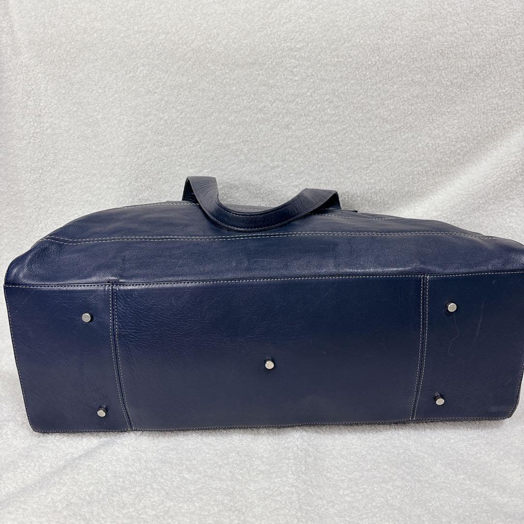 【良品】アニアリ　aniary ボストンバッグ レザー　ネイビー　大容量　旅行