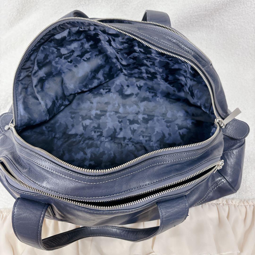 【良品】アニアリ　aniary ボストンバッグ レザー　ネイビー　大容量　旅行