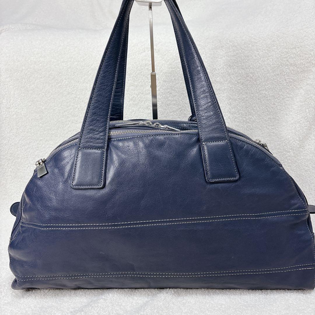 【良品】アニアリ　aniary ボストンバッグ レザー　ネイビー　大容量　旅行