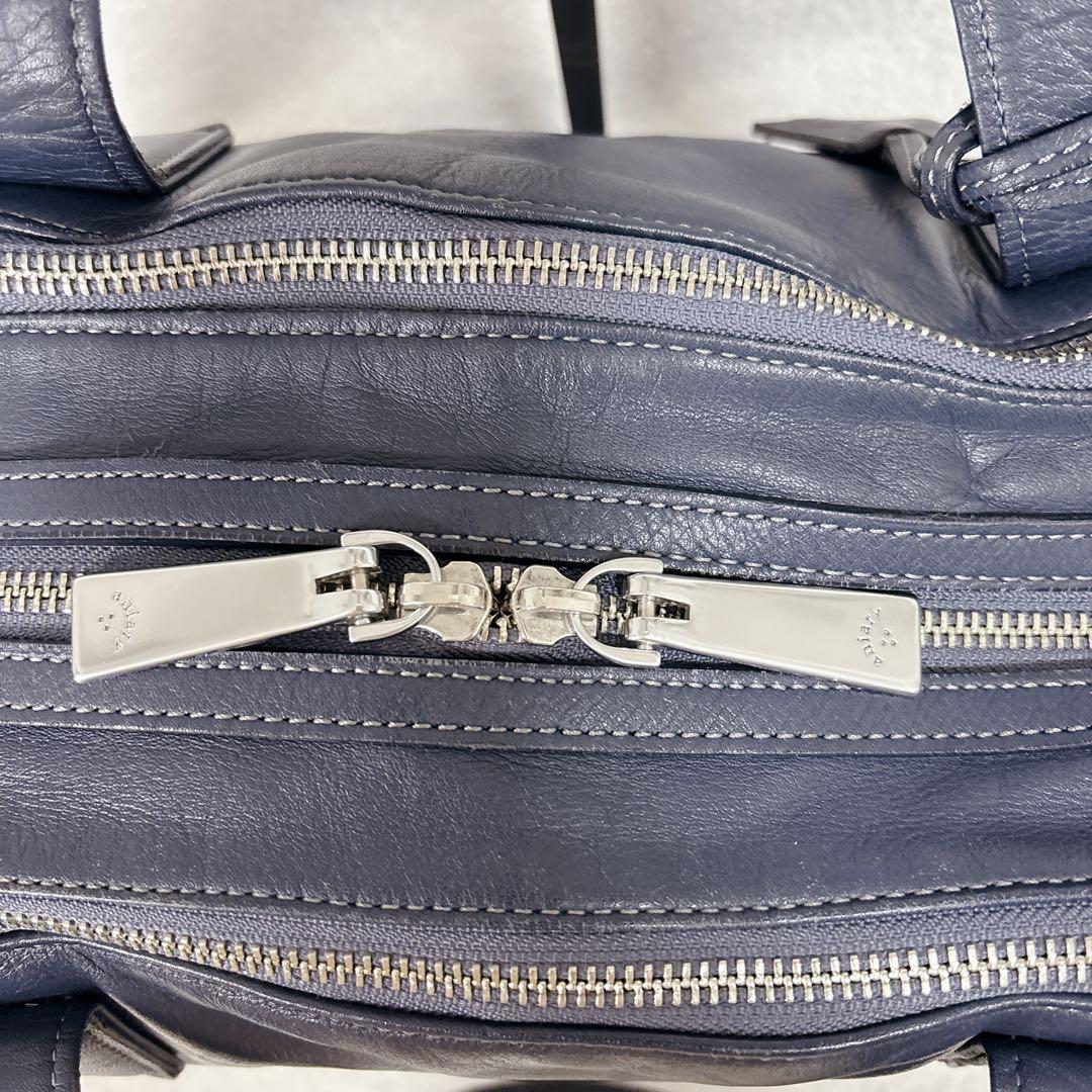 【良品】アニアリ　aniary ボストンバッグ レザー　ネイビー　大容量　旅行