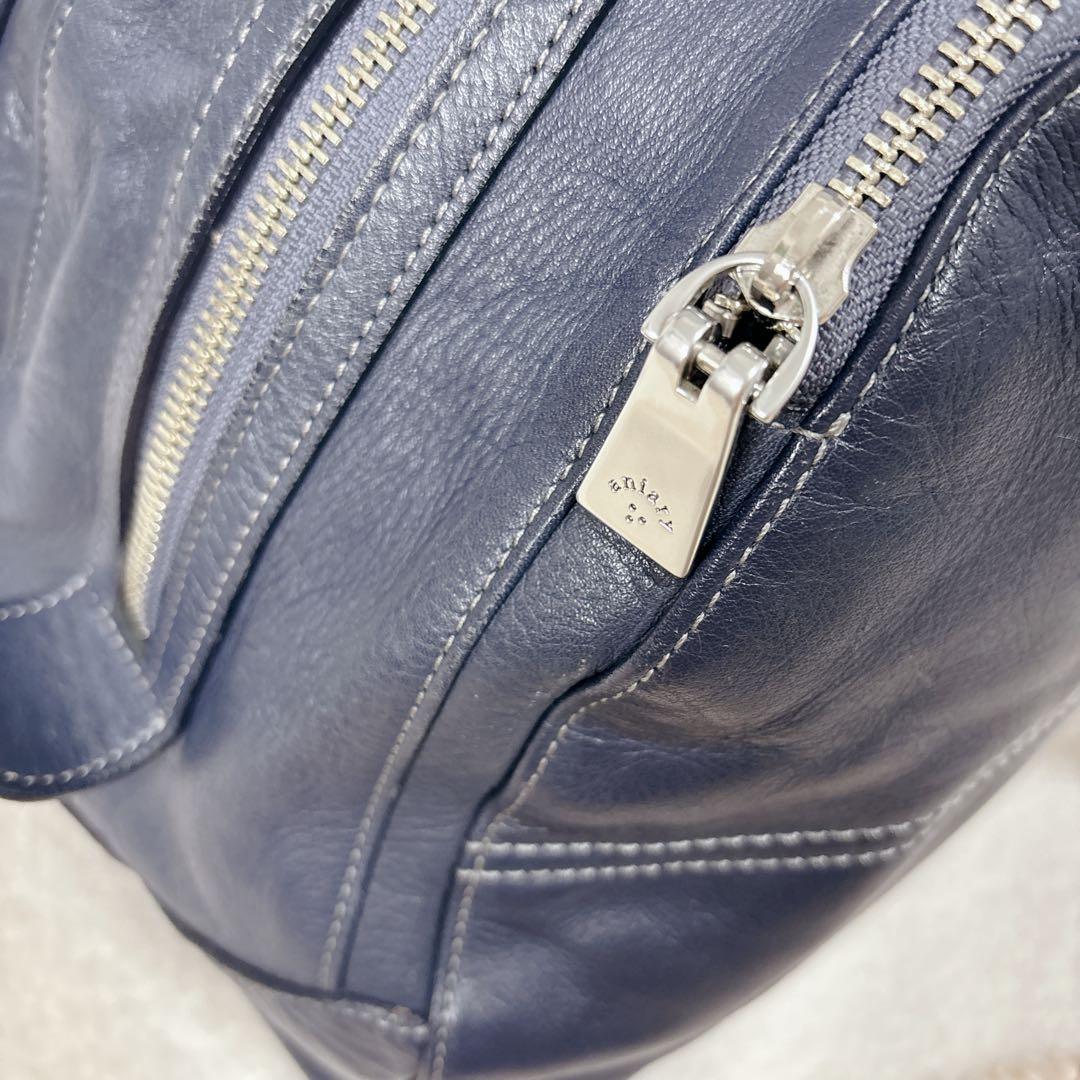 【良品】アニアリ　aniary ボストンバッグ レザー　ネイビー　大容量　旅行