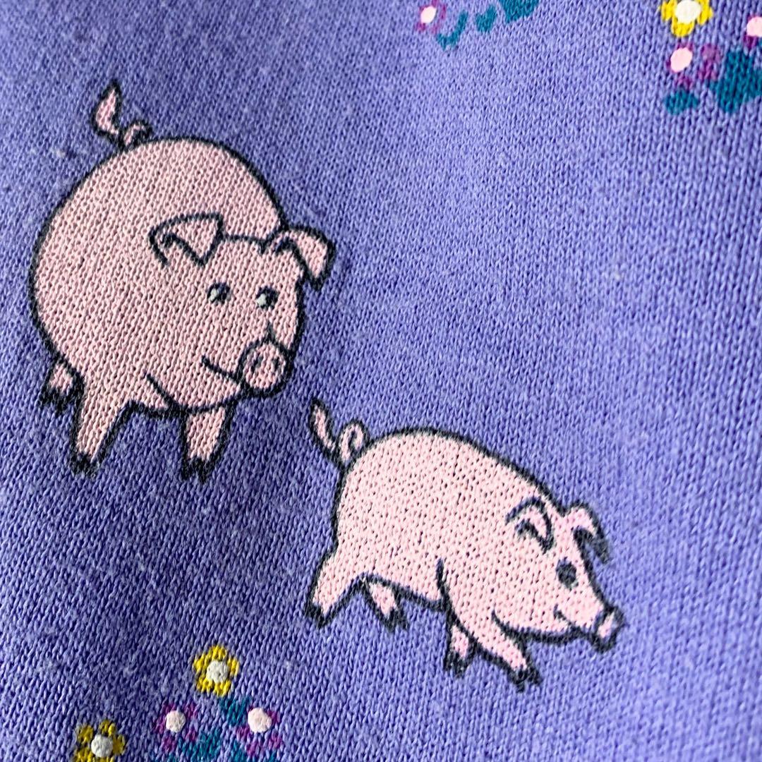 ちびとら様　80’s USA製 牧場柄 総柄スウェット 動物柄 豚 鶏