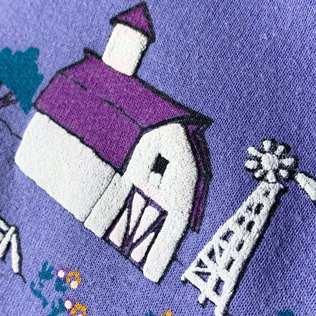 ちびとら様　80’s USA製 牧場柄 総柄スウェット 動物柄 豚 鶏