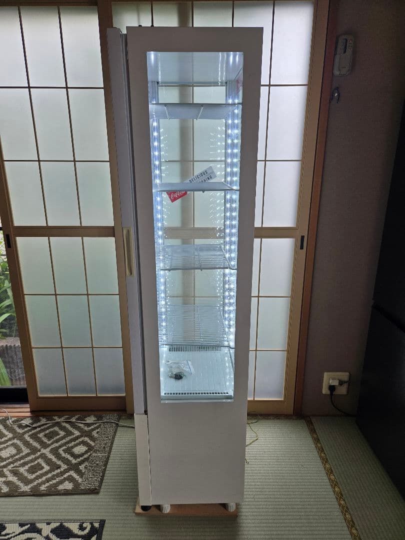 4面ガラス冷蔵ショーケース 片面扉　ガラス冷蔵庫 LED照明付き　jcms