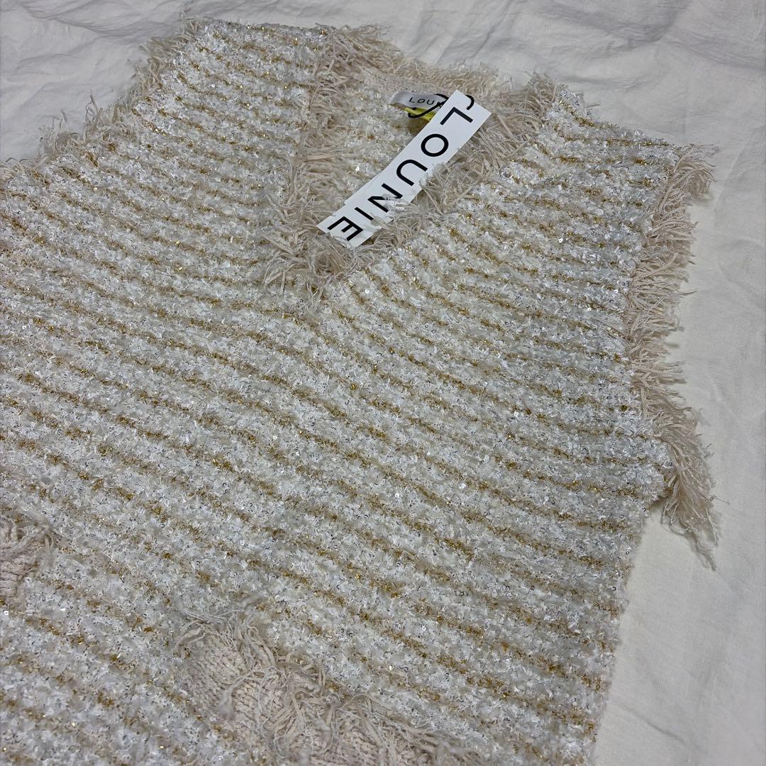 ルーニィ　ツイード調ニットワンピース　オフホワイト