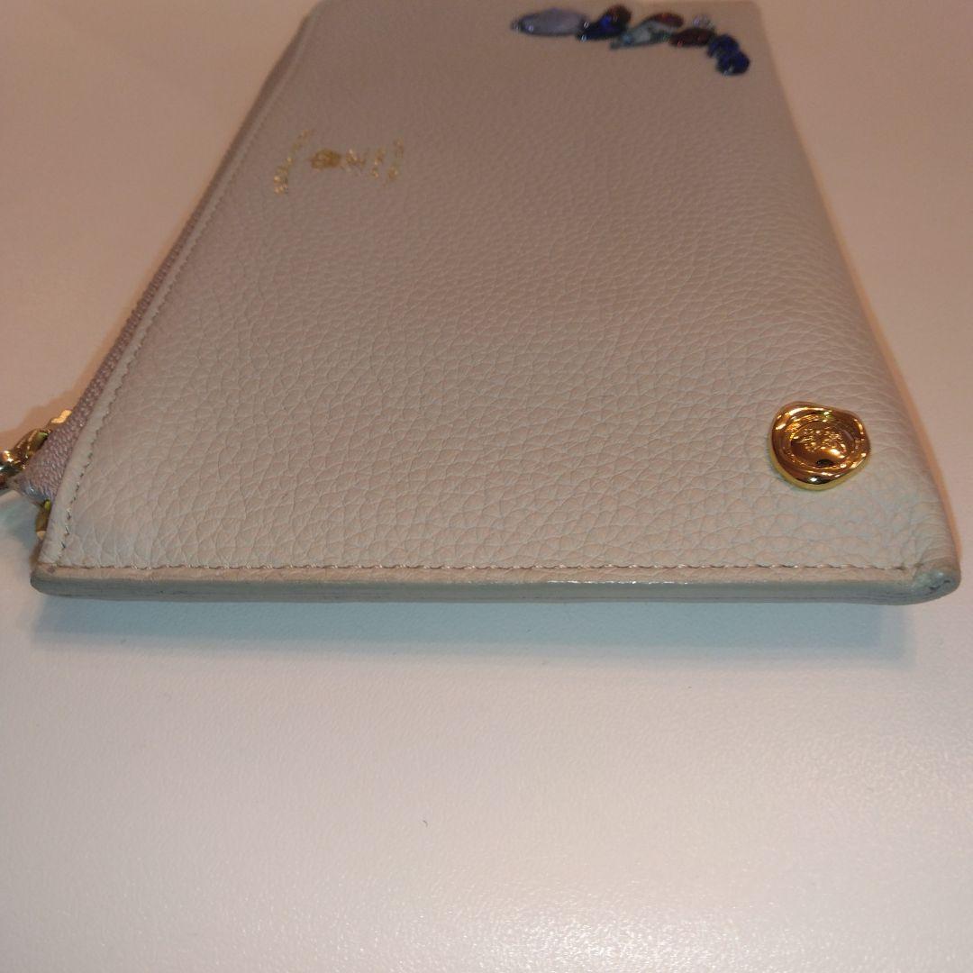 【未使用品級】ADMJ スワロフスキー 　長財布 　ビジュー　グレージュ系