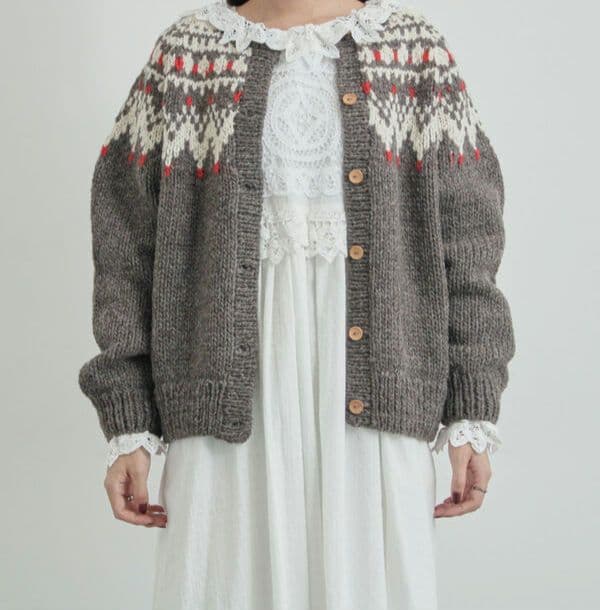 タグ付き ツハルバイサマンサモスモス ペルーニット カーディガンチャコールグレー