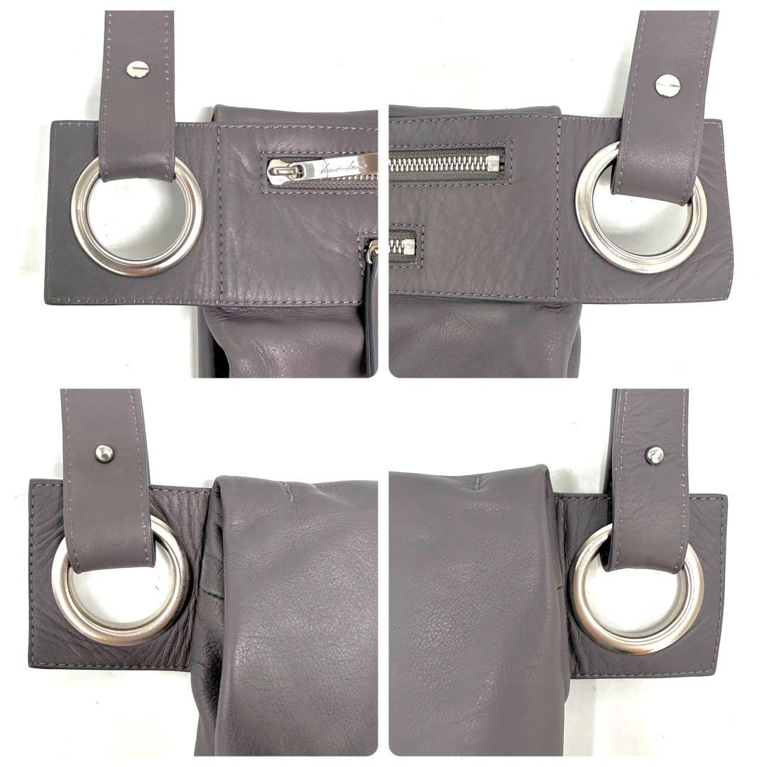 kawa-kawa ハトメ ボディバッグ Lサイズ レザー 赤みがかったグレー