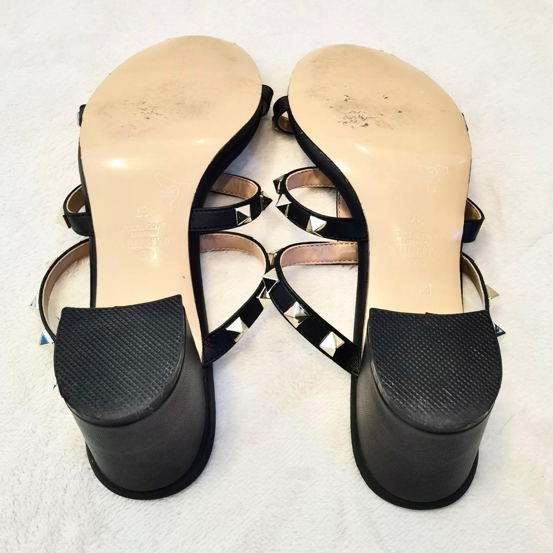 現行 ヴァレンティノ ロックスタッズ ヒールサンダル ブラック ゴールド 37