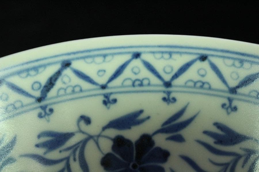 茶道具 唐物 染付茶碗 仕服 時代物(K-LC871)