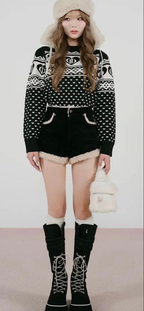 新品⭐︎Darich ポイントボアコーデュロイショートパンツ 黒 M ダーリッチ