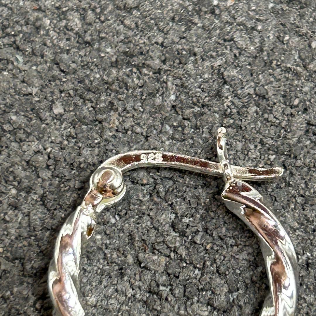 シルバー925 Silver プレーンツイストデザインフープピアス/軽研磨仕上げ