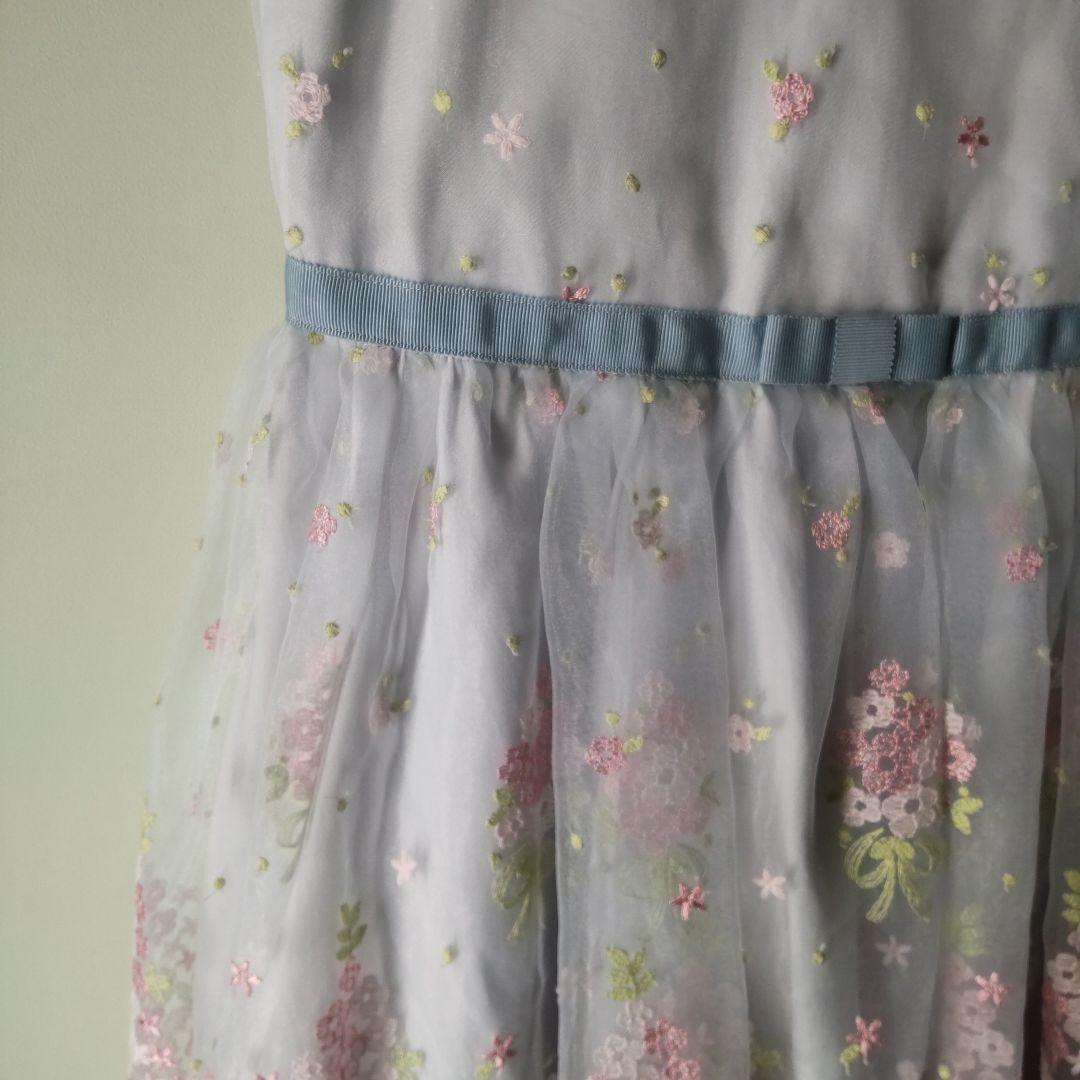 TOCCA 花柄刺繍 ドレス　ワンピース　水色　130