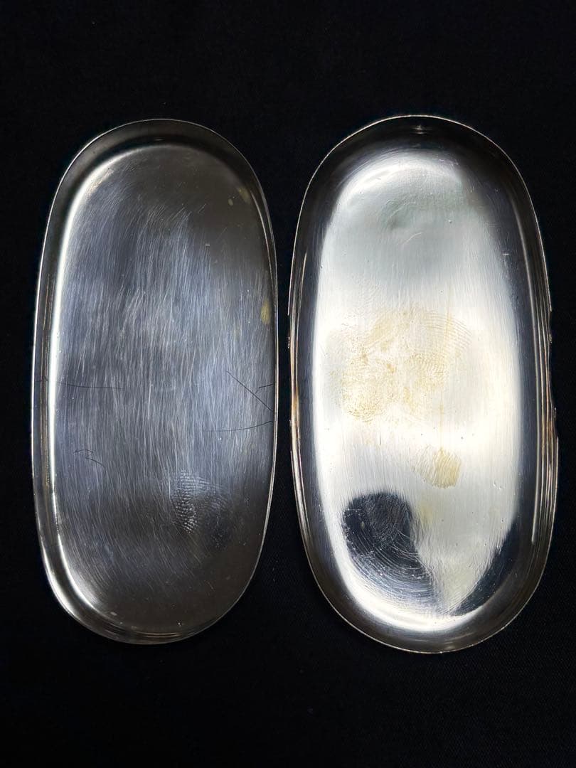 【純銀製】小判形純銀製爪楊枝入れ。32.1g！純銀刻印有。箱付き！ボンボニエール