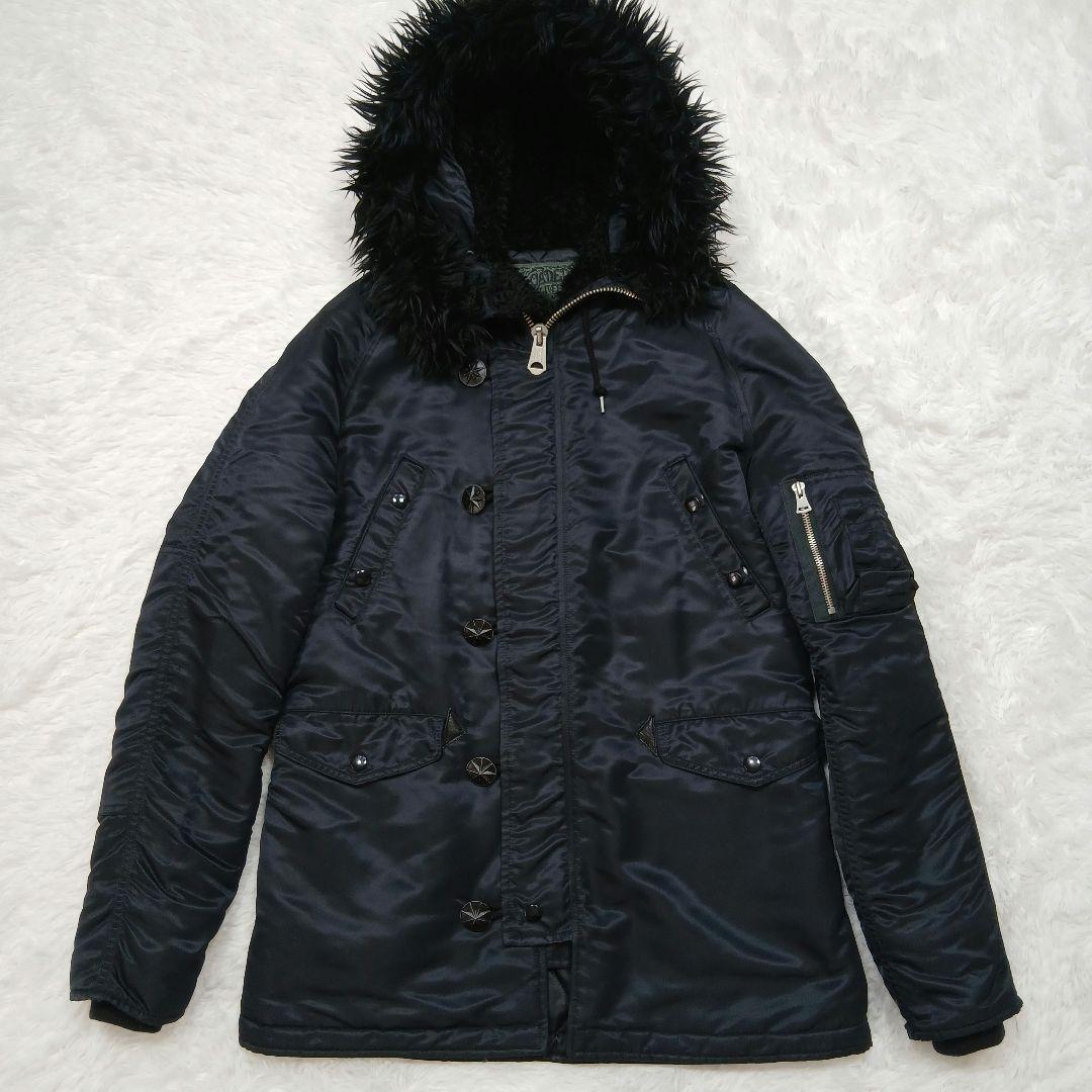 極美品　ローデッド　ミリタリーダウンジャケット 日本製　ファー付き　黒　Lサイズ