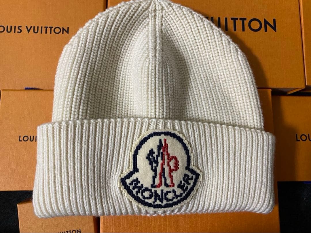 MONCLER ホワイトニット帽 ‼️ICE‼️