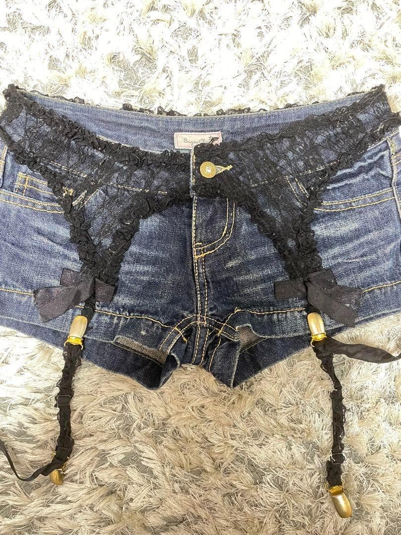 MARSマーズ　ガーターベルト風デニムショーパン