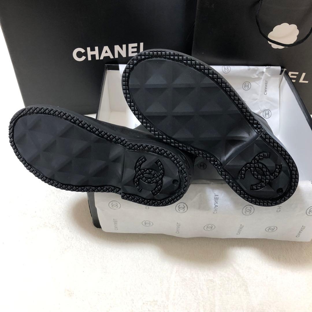 シャネル CHANEL ロングブーツ レインブーツ 長靴 36 ジェニ ラバー