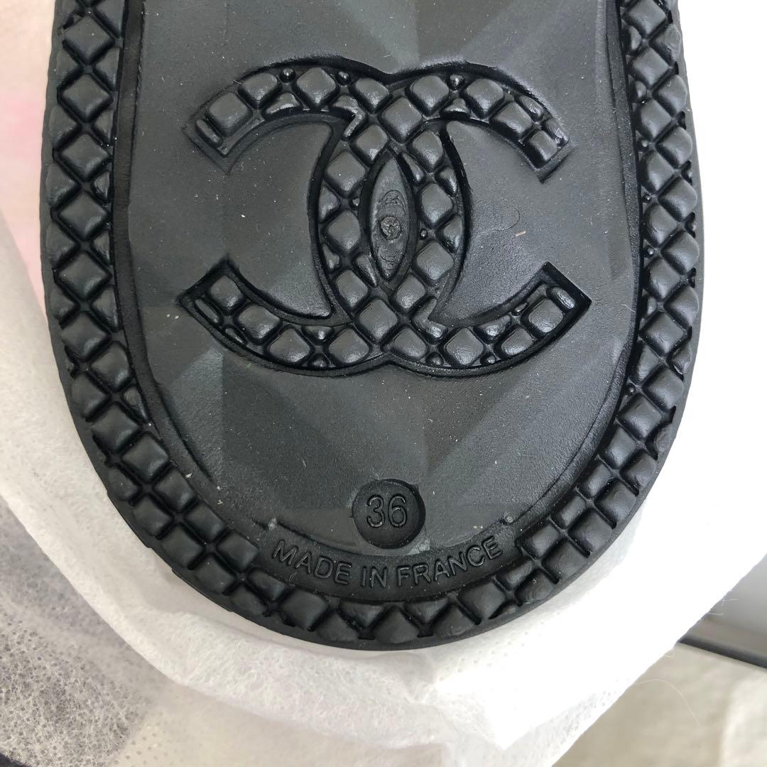 シャネル CHANEL ロングブーツ レインブーツ 長靴 36 ジェニ ラバー