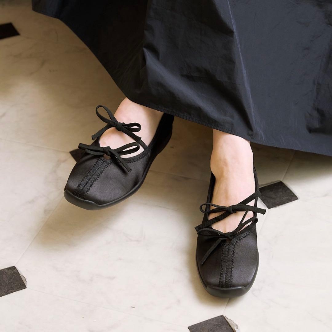 美品✨ LE TALON ルタロン Lダブルリボン バレリーナ フラットシューズ