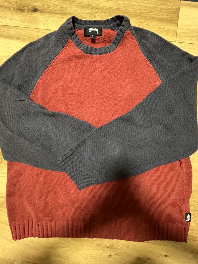 トップス STUSSY COLORBLOCKED RAGLAN KNIT CREW L