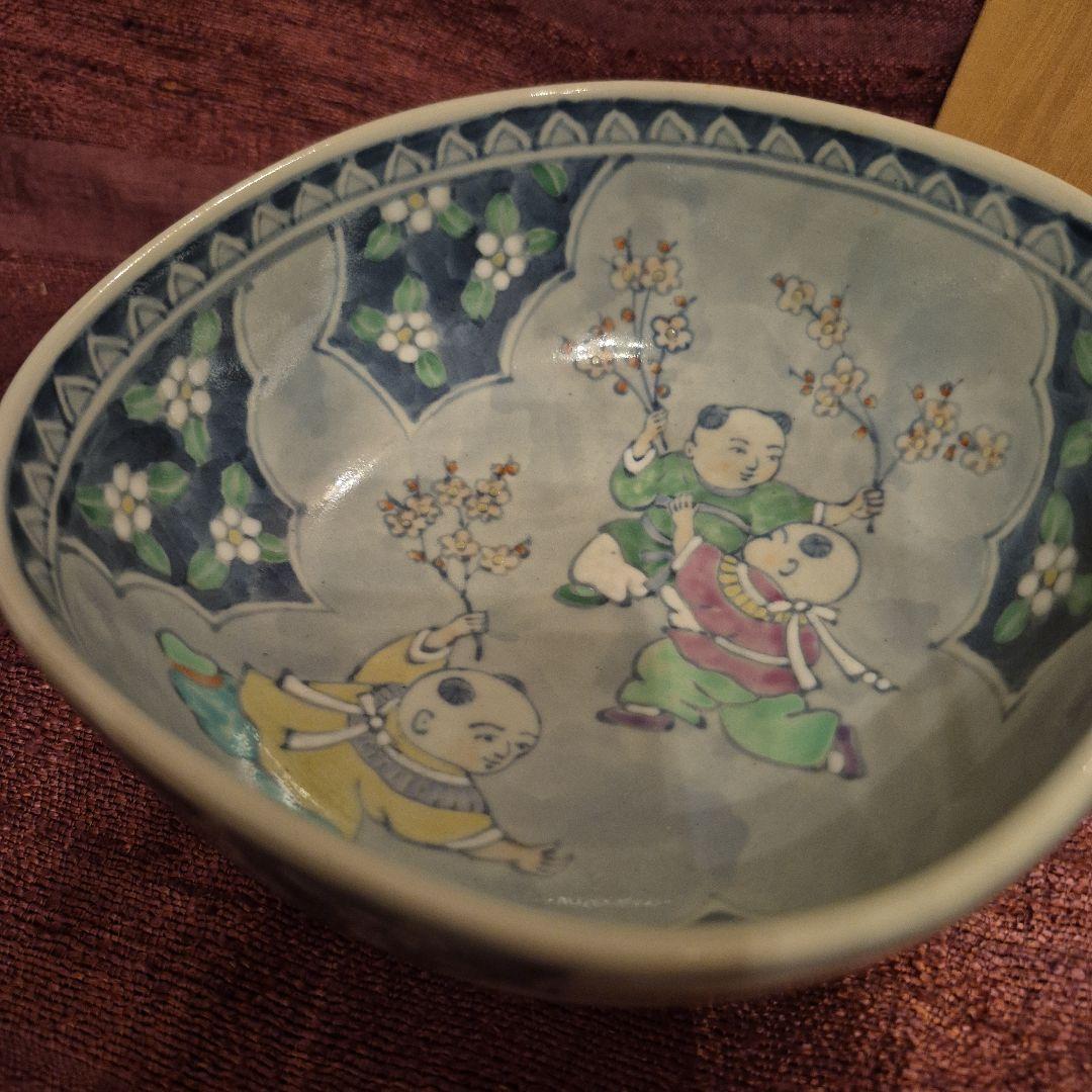 有田焼　6代佐藤走波　唐子遊図四方鉢