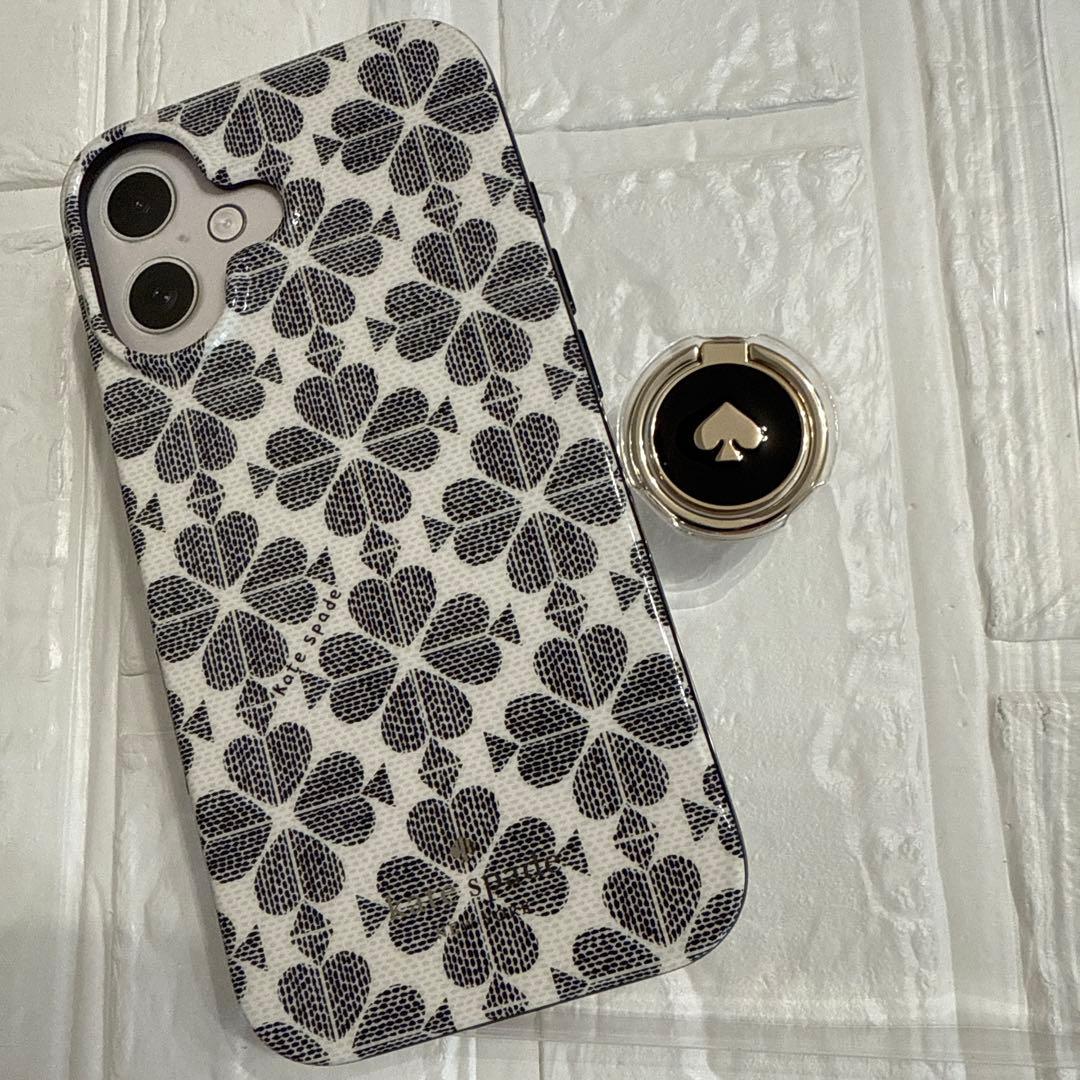 新品kate spade⭐️iPhone 16 リング付きスマホケース　スペード花