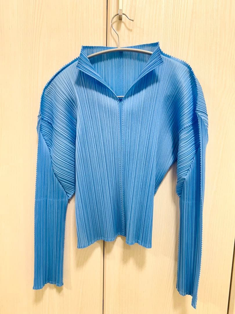 PLEATS PLEASE ブルー プリーツ長袖トップス
