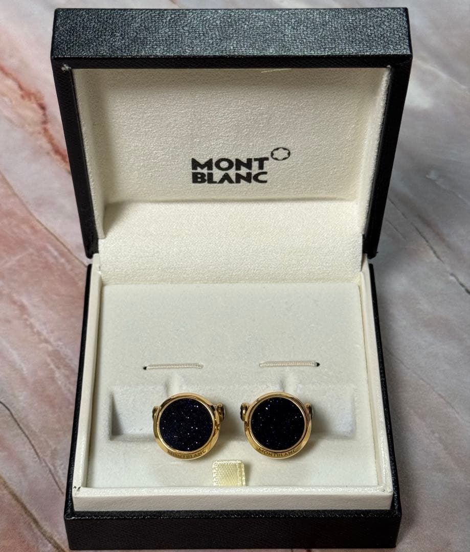 MONTBLANC マイスターシュテュック カフリンクス ブルーゴールドストーン