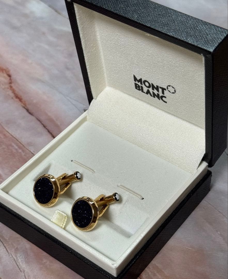 MONTBLANC マイスターシュテュック カフリンクス ブルーゴールドストーン