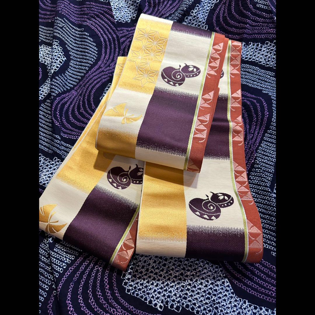 2点セット　新品美品✨身丈165裄丈67 有松鳴海絞り浴衣 藍染に紫　波紋様