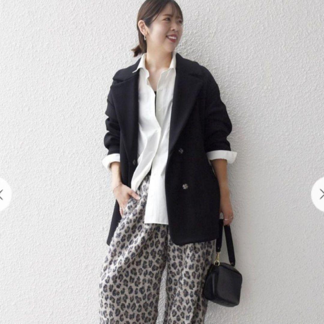 SHIPS any ダンボール コクーン テーラード ミディ コート ブラック