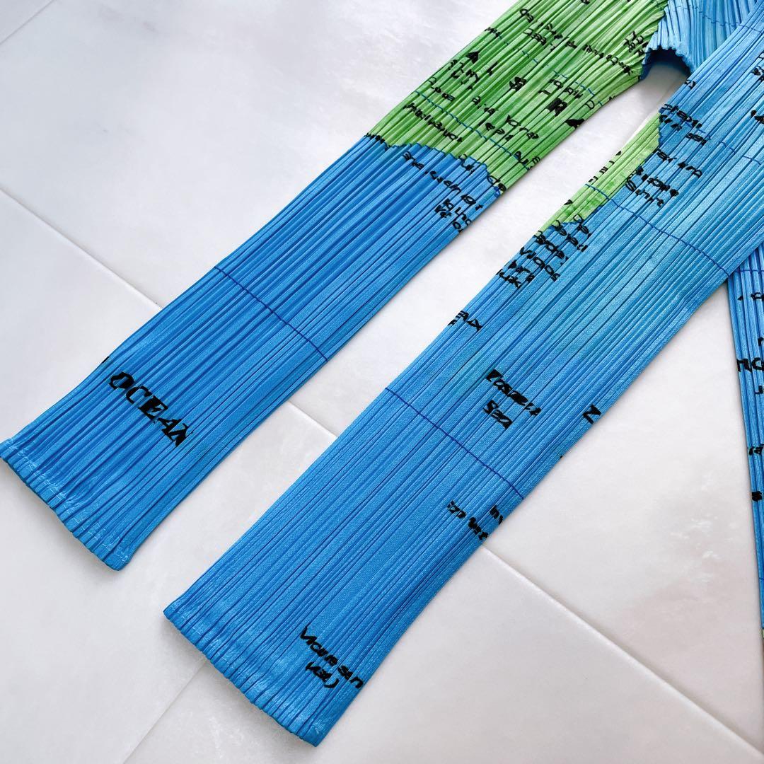 極美品✨希少 プリーツプリーズ 世界地図 カットソー 長袖 サイズ3 L