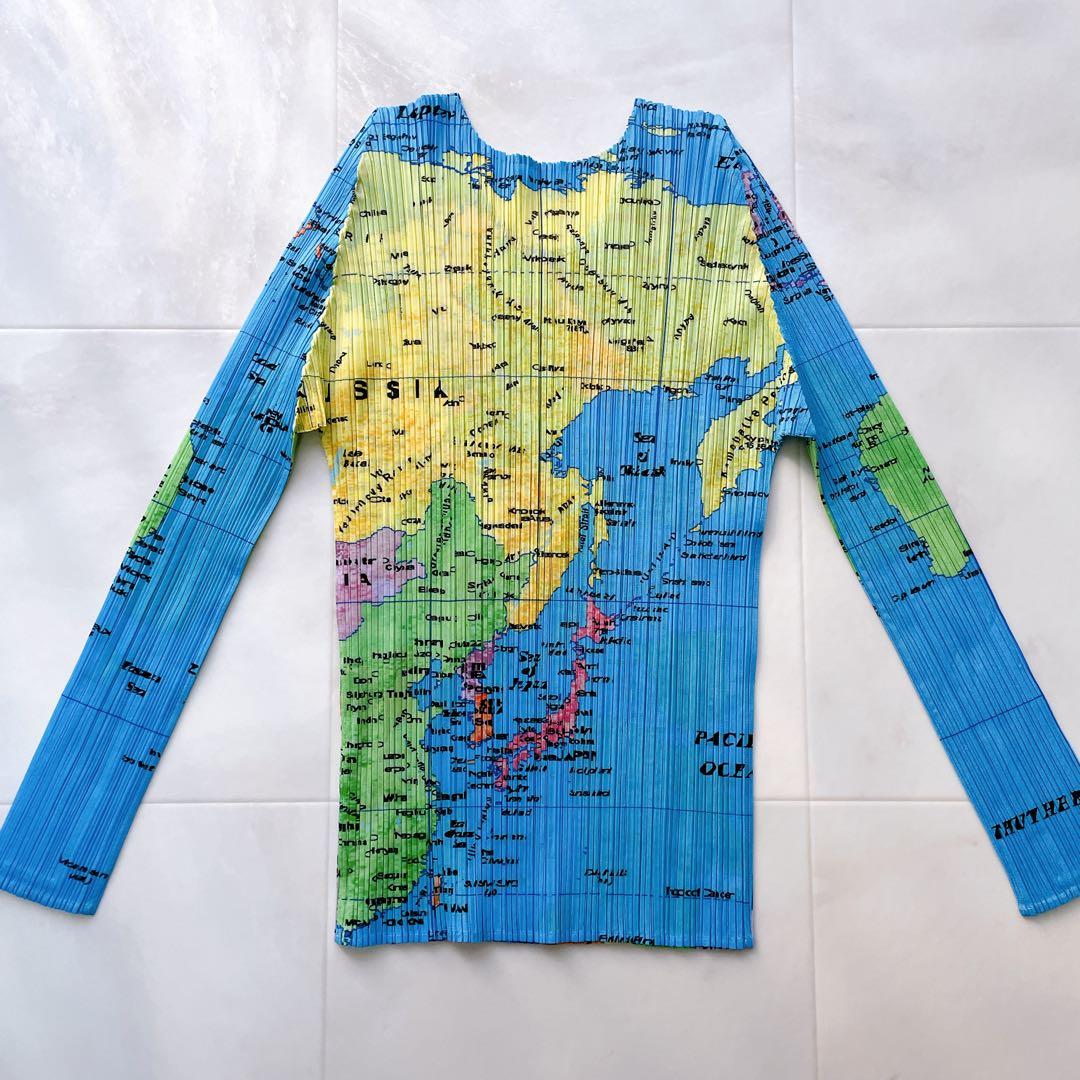 極美品✨希少 プリーツプリーズ 世界地図 カットソー 長袖 サイズ3 L