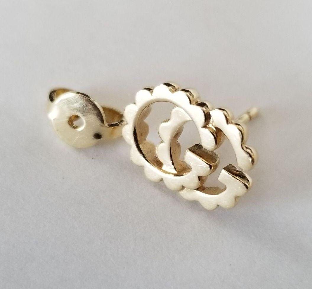 【片耳】18金 GUCCI ダブルG イエローゴールドスタッドピアス