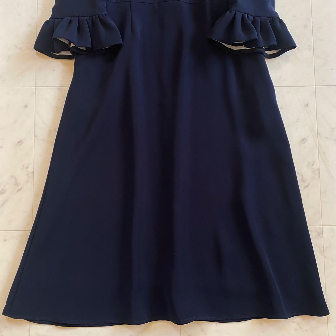 【美品】ボーダーズアットバルコニー　V-NECK DRESS 38 ネイビー
