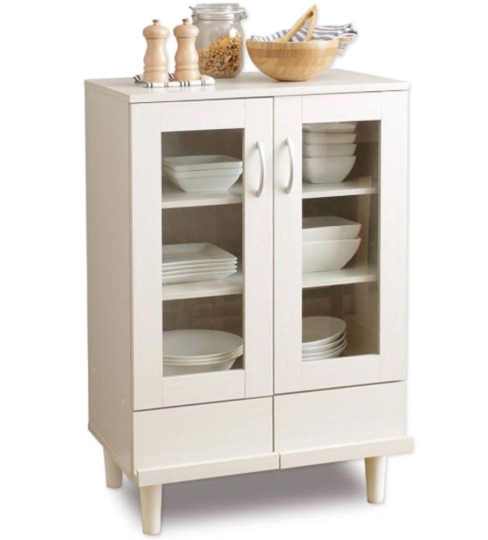 食器棚 一人暮らし ミニ スリム 木目調 引出し付き 可動棚幅60×奥行42.3