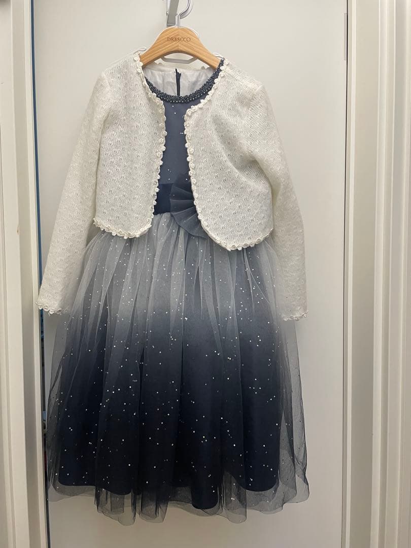 DORESSCO ドレスコ　グレイネイビーシルバースターロングドレス140