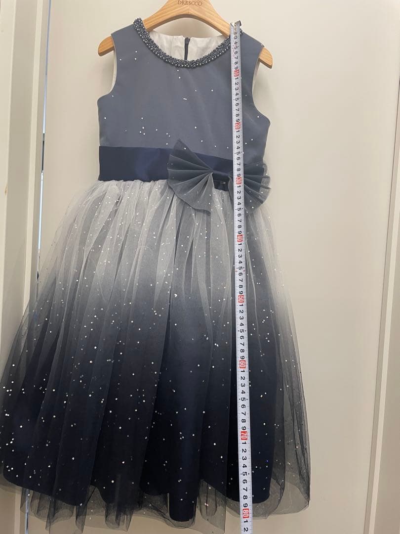 DORESSCO ドレスコ　グレイネイビーシルバースターロングドレス140