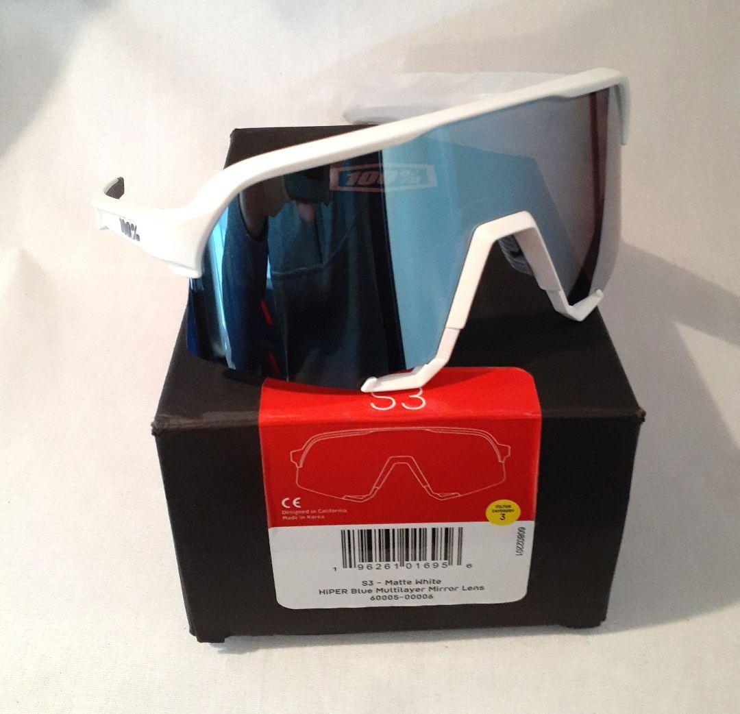 100% S3 ホワイト ブルー ワンハンドレッド サングラス