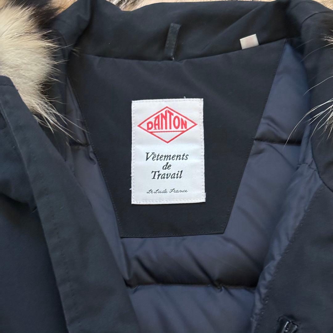 DANTON フーデッドダウンジャケット ファー付き ブラック 38