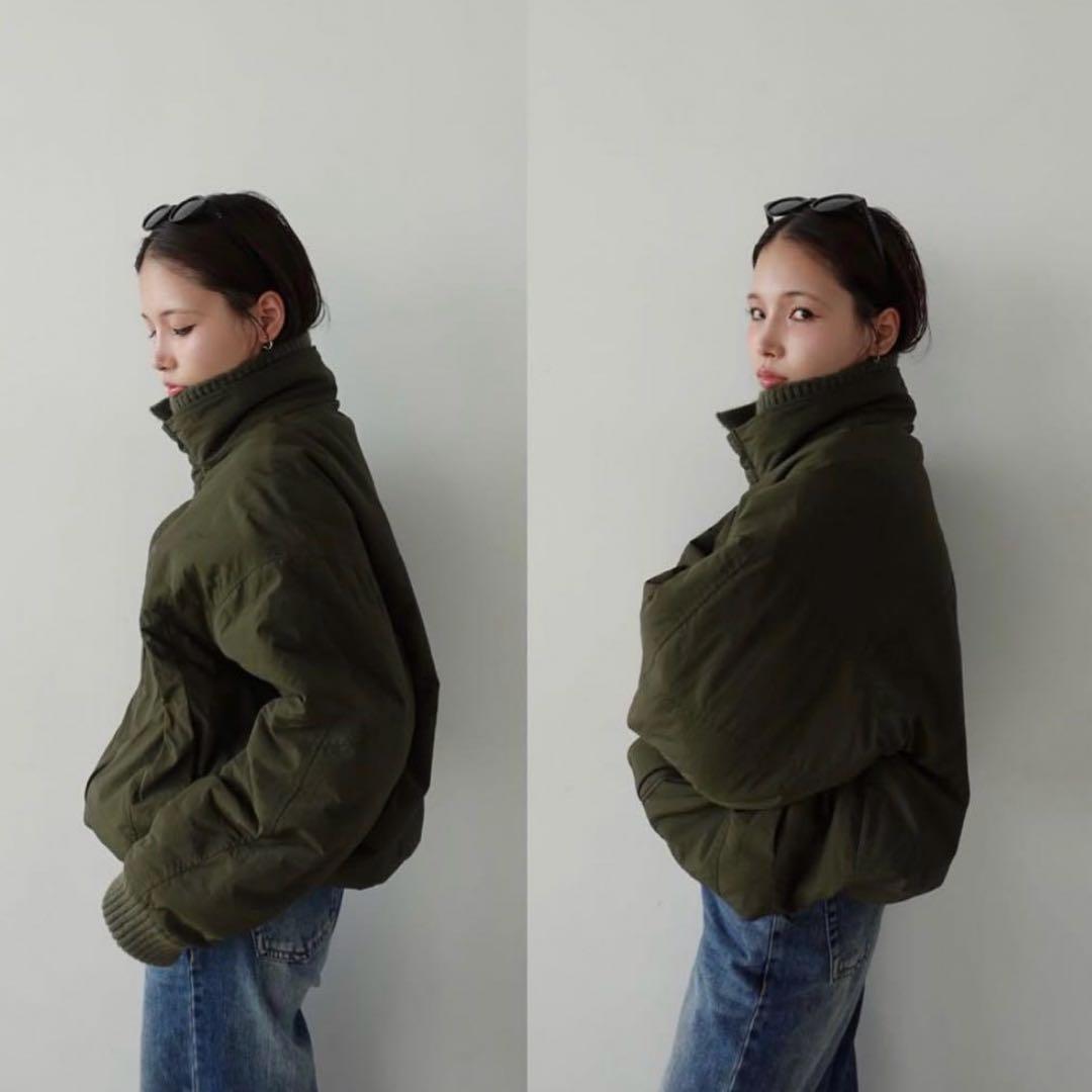 【レア】callautia×yayoi リブニットカラー中綿ジャケット　カーキ