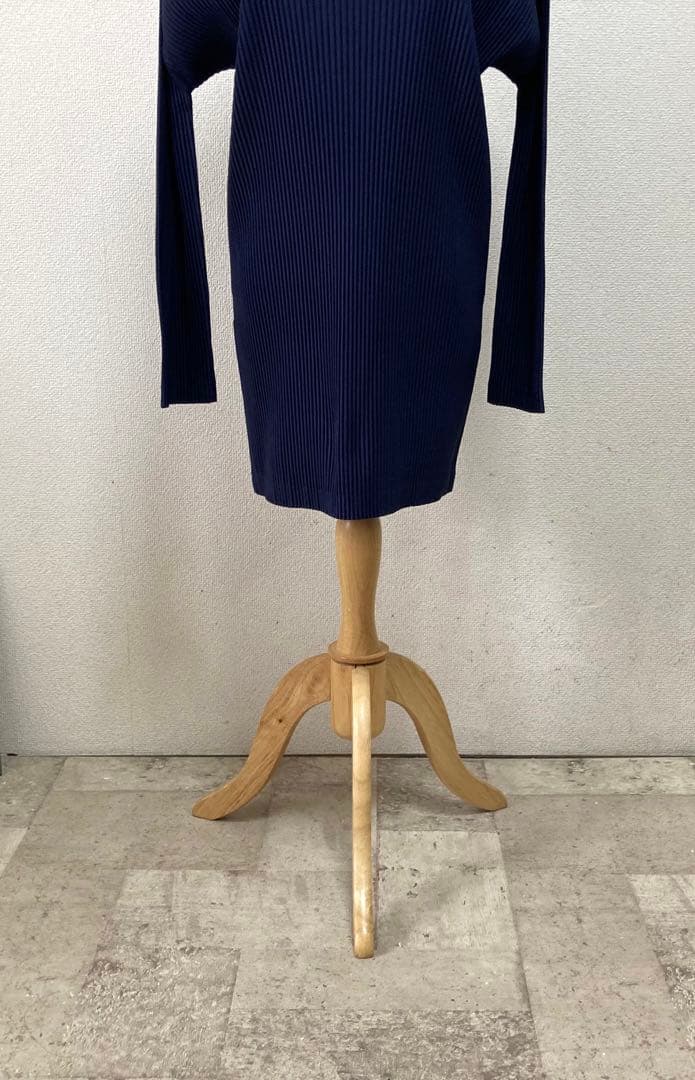 美品　プリーツプリーズ　プリーツチュニックワンピ 3 ネイビー　ウォッシャブル