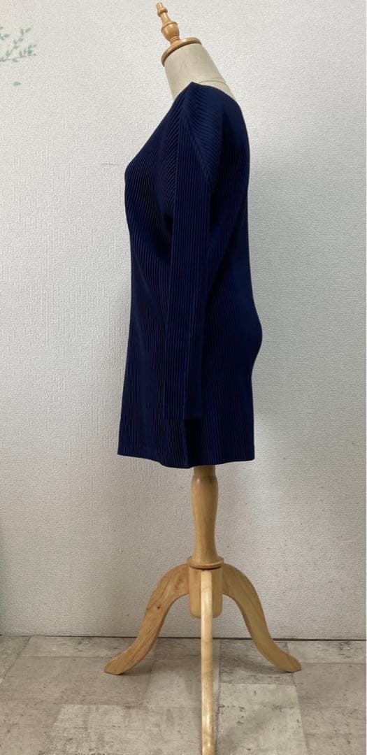 美品　プリーツプリーズ　プリーツチュニックワンピ 3 ネイビー　ウォッシャブル