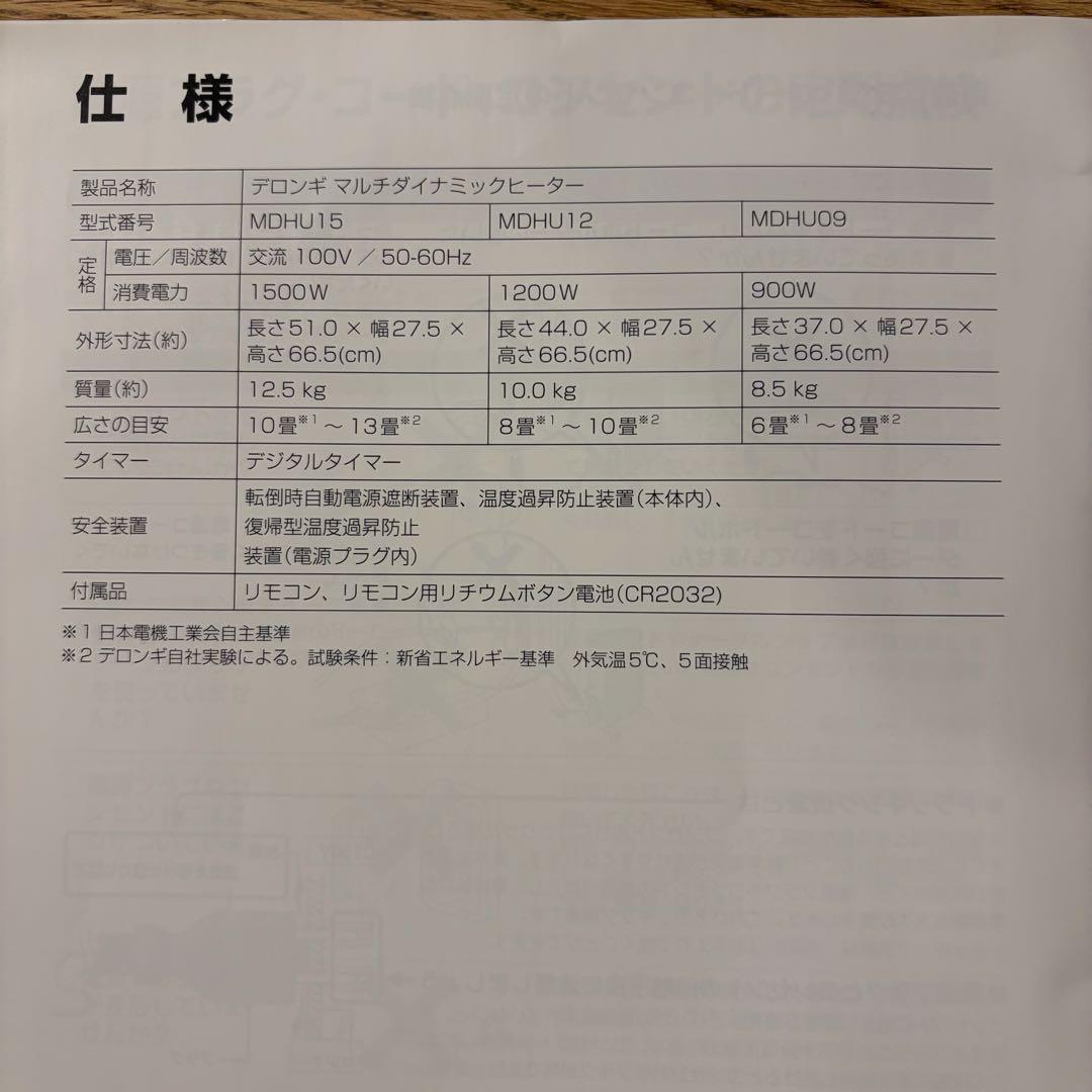 【美品】デロンギ マルチダイナミックヒーター MDHU15-PB リモコン付