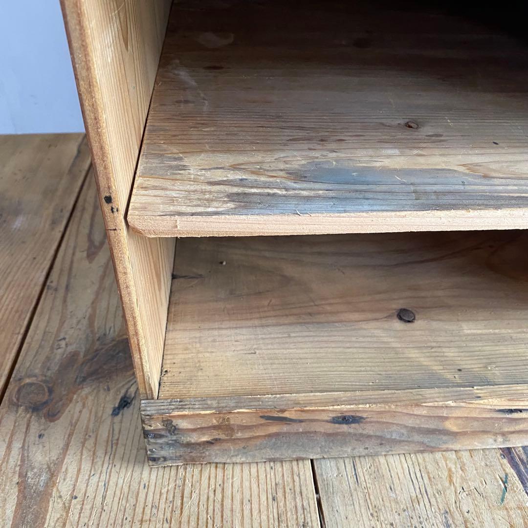 アンティーク 仕切り棚 チェスト 食器棚 書類棚 無垢材 無塗装 z859