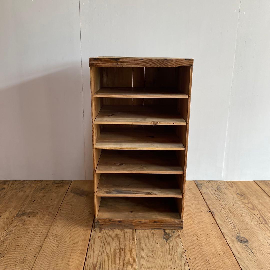 アンティーク 仕切り棚 チェスト 食器棚 書類棚 無垢材 無塗装 z859