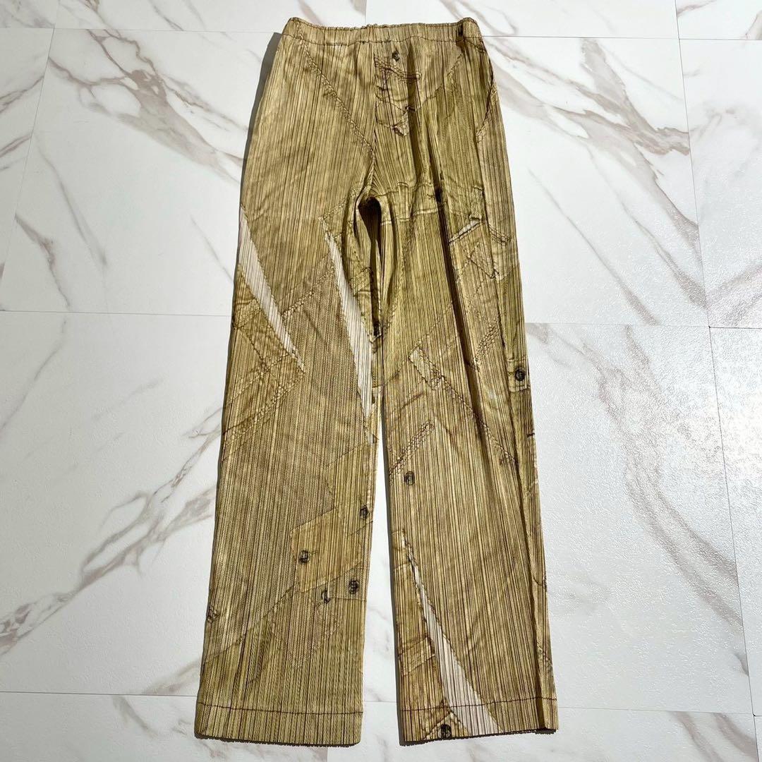 美品✨ PLEATS PLEASE 転写デニム ボトムプリント プリーツパンツ