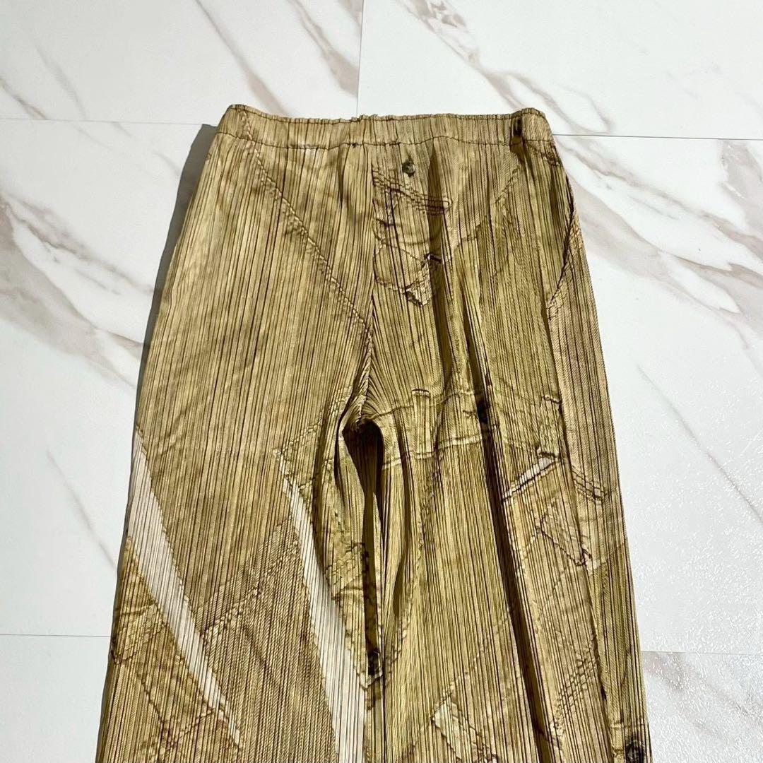 美品✨ PLEATS PLEASE 転写デニム ボトムプリント プリーツパンツ